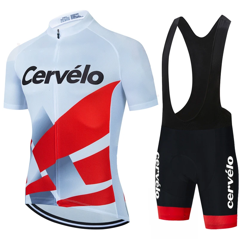 Cervélo Men Cycling Jersey Set Short Sleeve Bib Road Bike Suit Breathable Quick Dry Bicycle Clothing Summer Outdoor Racing Wear