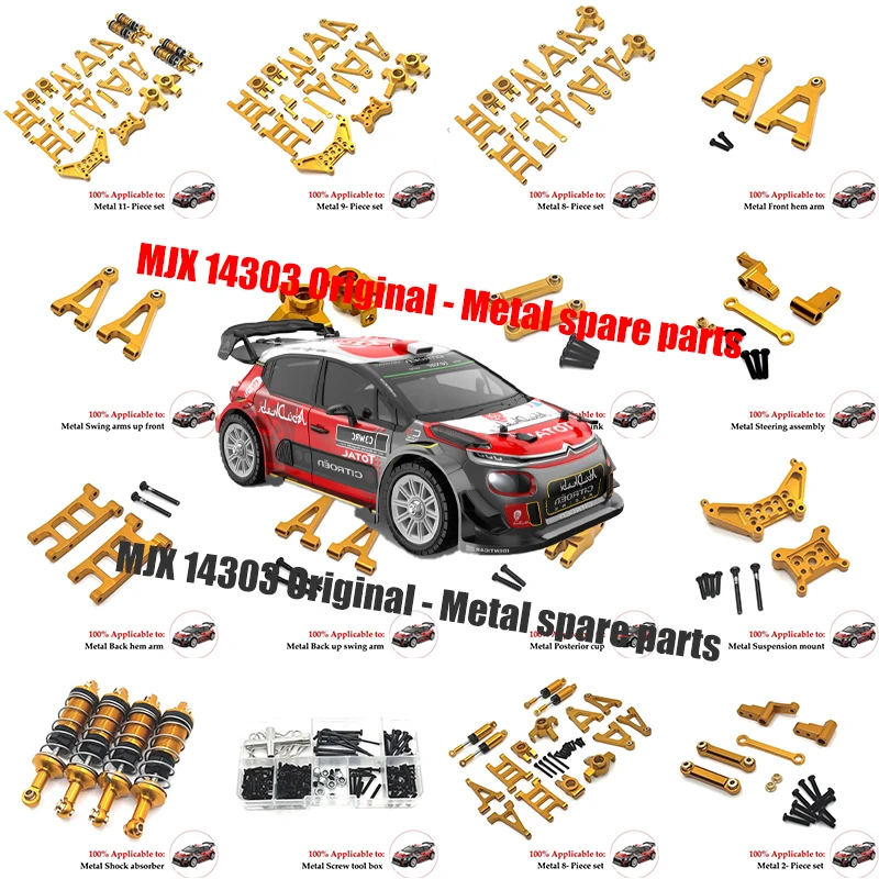 Mjx Hyper Go 1/14 14301 14302 14303 Zestaw metalowych wrażliwych części do samochodów Rc Akcesoria aluminiowe CNC