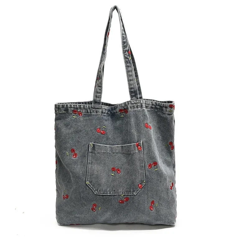 Lazy Denim Shoulder Bag Women\'s Large-capacity Shopping Bag Niche Literary Tote  Casual Versatile Underarm Bag