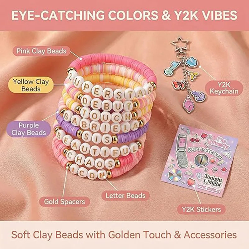 Bracelet stacked wind soft pottery sheet CCB round bead beaded combination bracelet jewelry set female