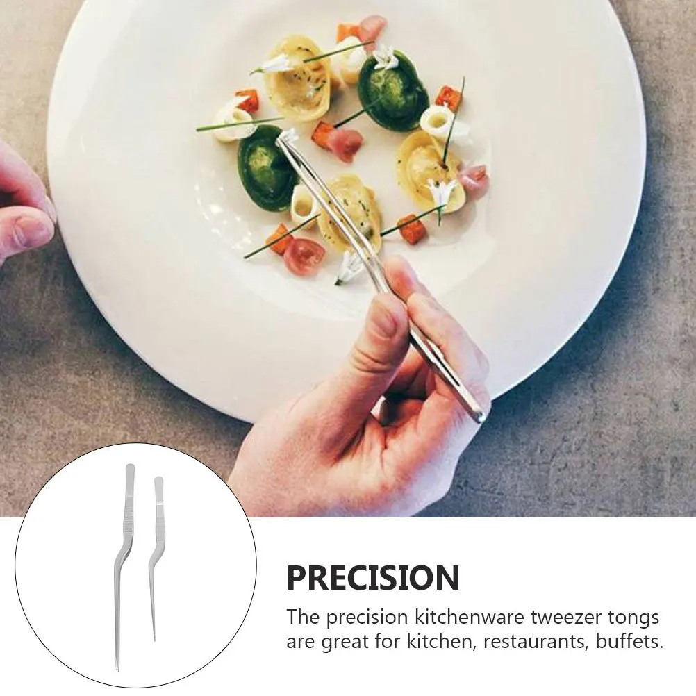 

2Pcs Cooking Tweezers Stainless Steel Precision Tips for Fish Bone Removal Kitchen Accessories Cooking Tweezers