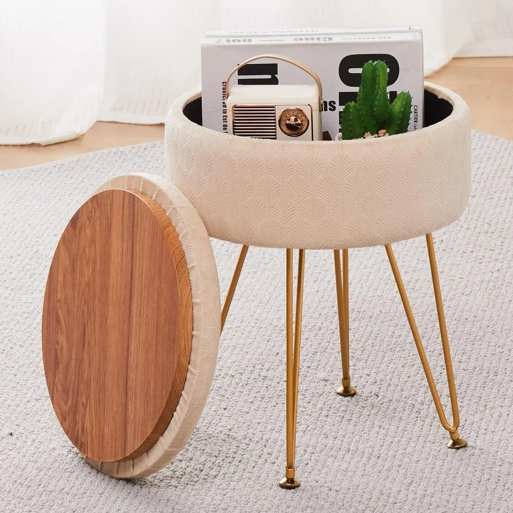 

Velvet Foot Rest Stool Upholstered Round Storage Ottomans Multipurpose Dressing Stools Luxury Home Decor Ottoman Coffee Table