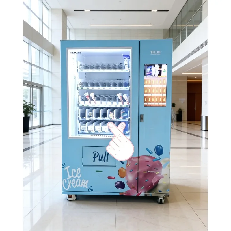 Máquina Expendedora Combinada de Helados, Bebidas y Aperitivos, Dispensador Automático de Alimentos Refrigerados 24H con Sistema de Pago MDB