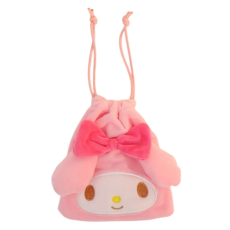 Sanurgente-Sac de rangement en peluche de dessin animé mignon pour garçons et filles, porte-monnaie My Melody, poche Wstring de proximité, Hello Kitty Kuromi, cadeaux de vacances