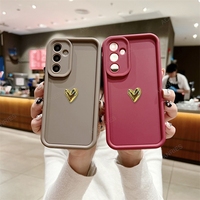 For Samsung Galaxy A54 A34 5G A24 4G A14 A04s A15 A05s Elegant 3D Gold Heart Silicone Case A 54 34 24 14 04s 15 05s Back Cover