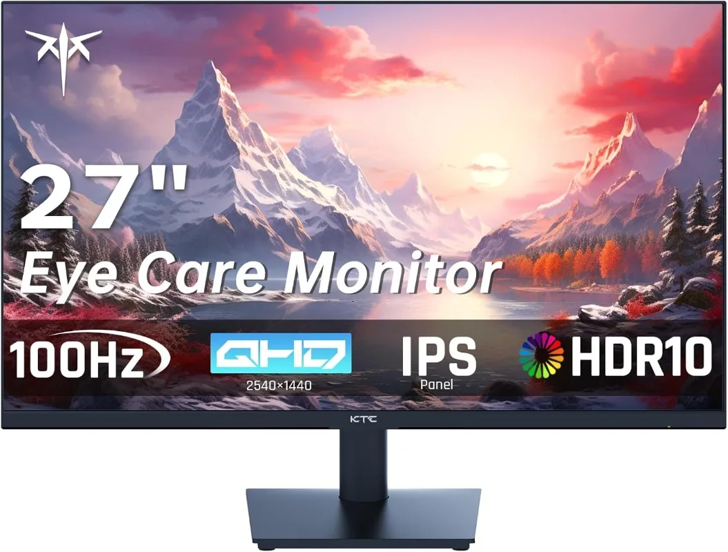 27 Inch QHD Computer Monitor, 2K 100Hz IPS Gaming Monitor, 1440P Frameless Eye Care PC Office Monitor with HDMI/DP