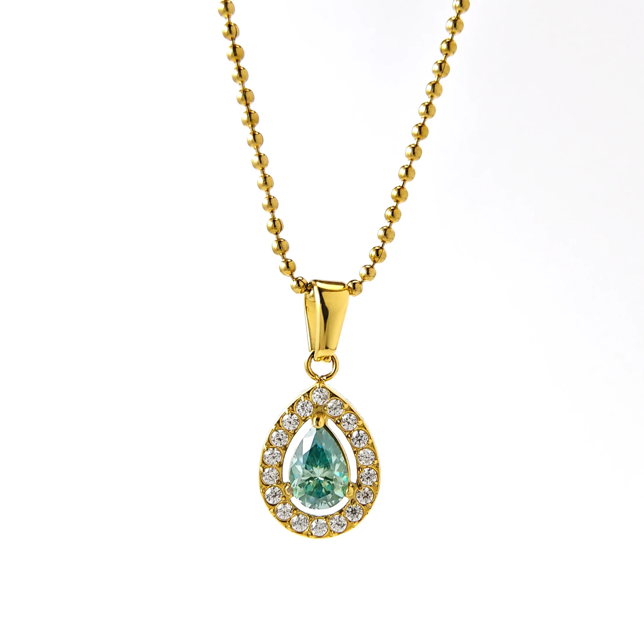 

1 шт. Подвеска-колье с синтетическим муассанитом 0,5 карата в форме капли, сине-зеленого цвета, простая, но изысканная.