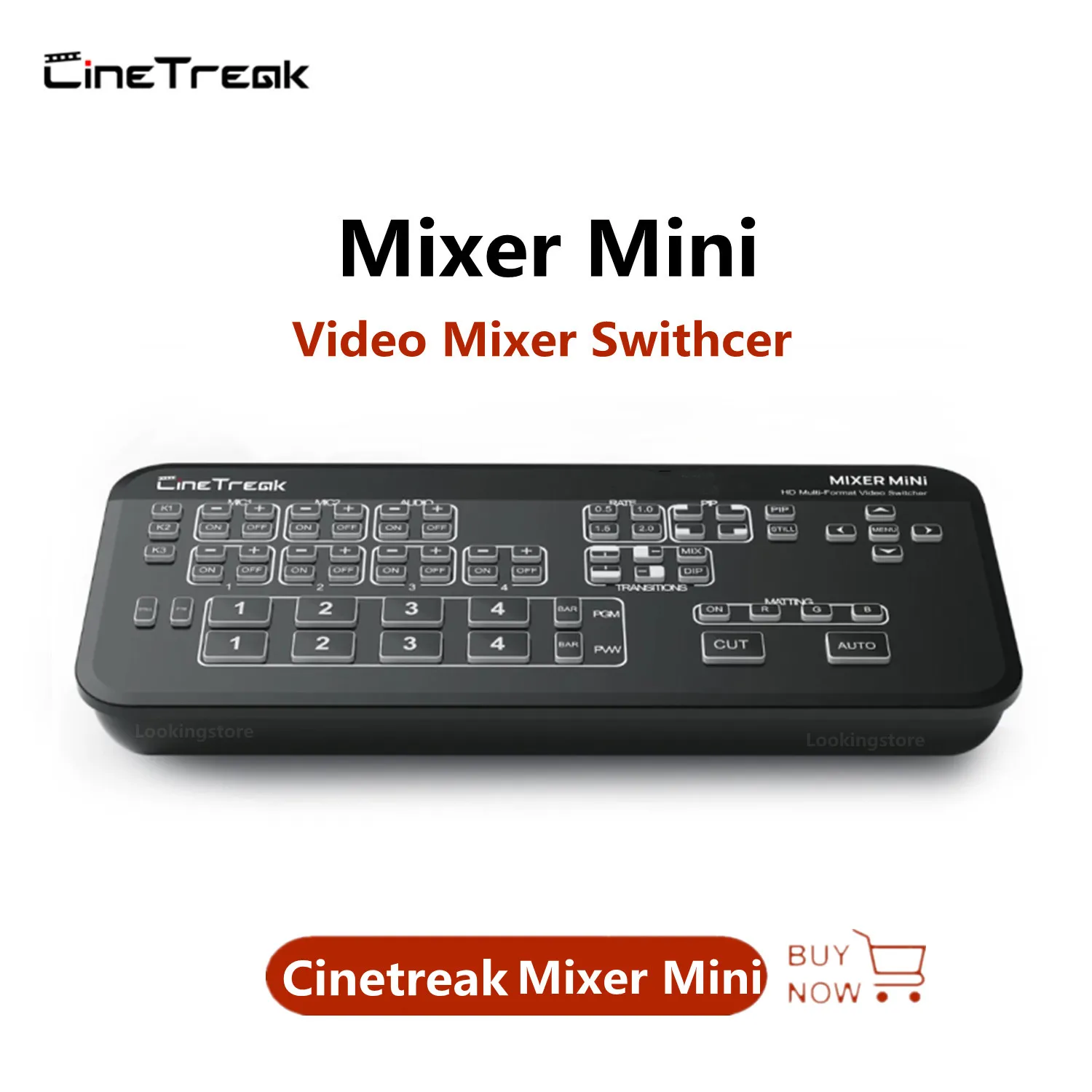 Cinetreak Mixer MiNi FHD Video Mixer Swithcer 4-CH HDMI-compatible Live Stresming Switcher Multi-view and Recording for Vmix OBS