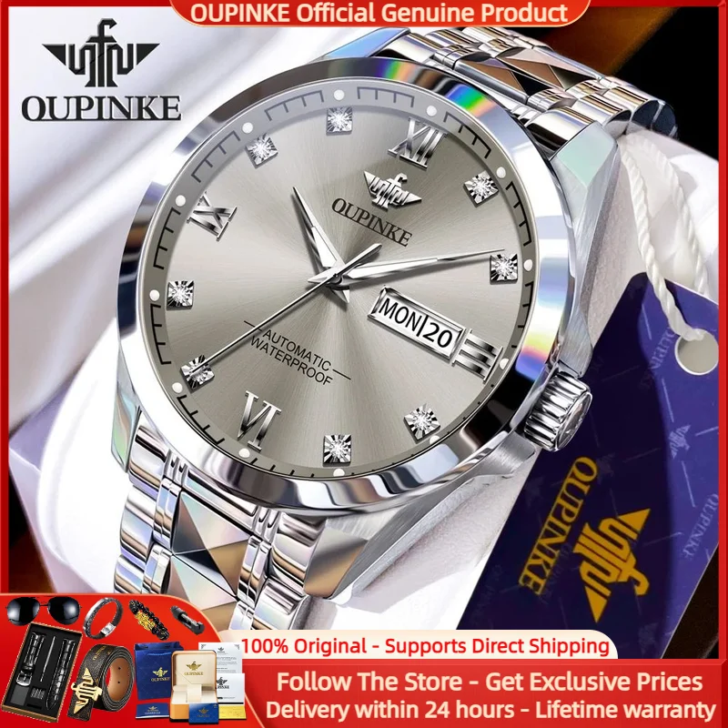 

OUPINKE 3262 Luxury Imported Movement Men Mechanical Watch Top Business Fully Automatic Watch Fashion Diamond Sapphire Men Watch