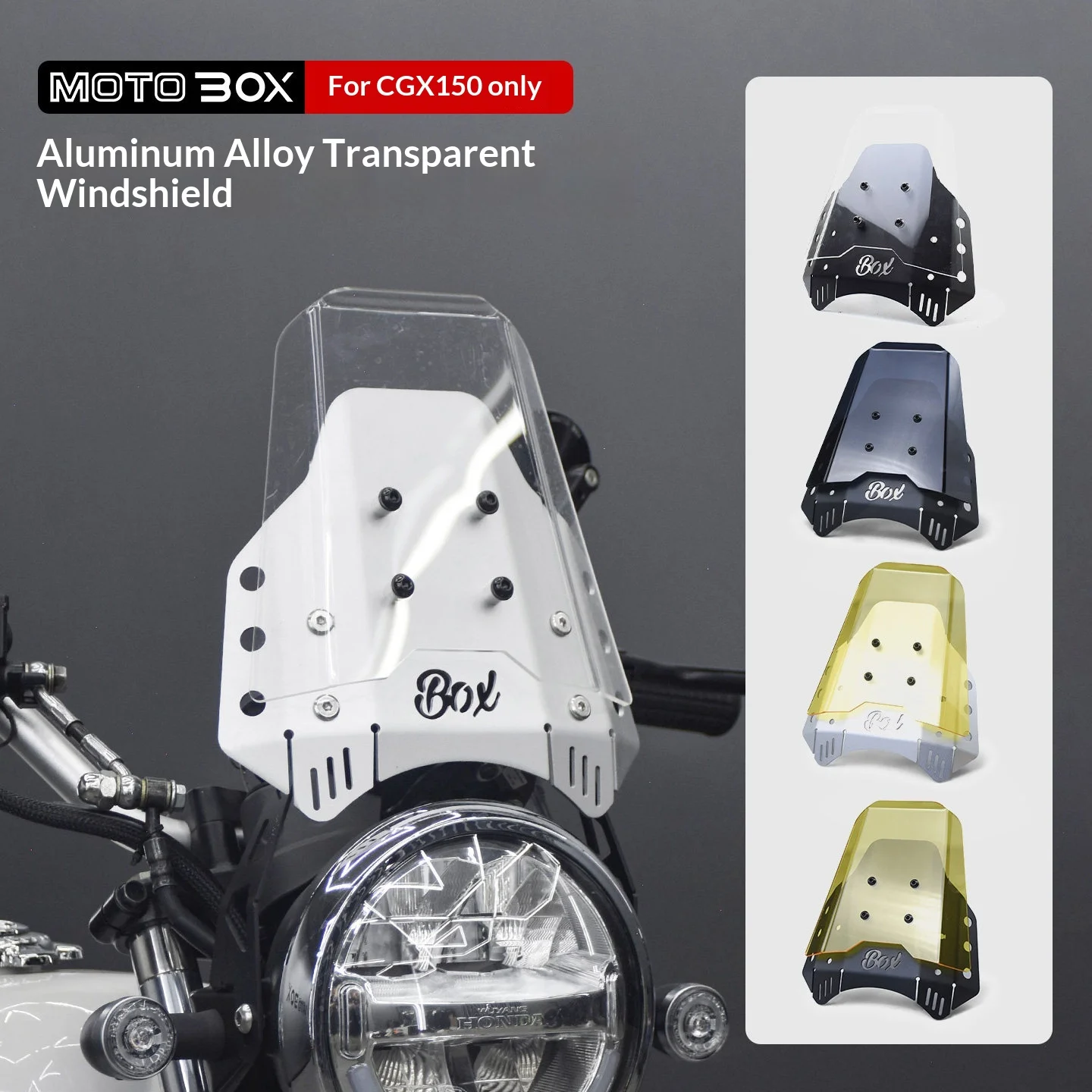 【Premium】For Honda CGX150 Custom Aluminum Alloy Transparent Windshield Decorative Cover/Protective Shroud Accessory