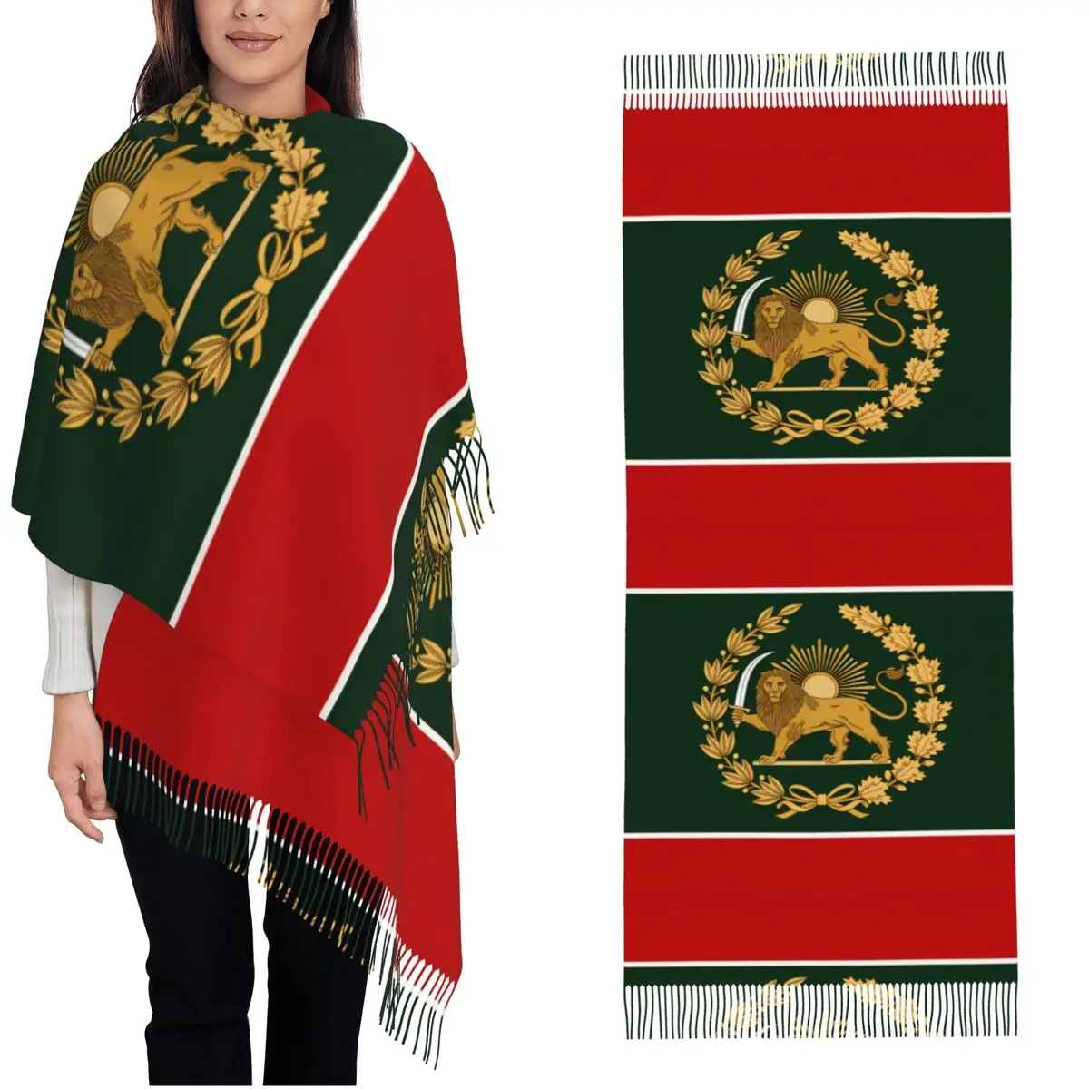 

Шарф с флагом Ирана, унисекс, головной убор, шарфы с кисточками, зимние ретро-шали и накидки, теплый новый дизайн, Bufanda Mujer