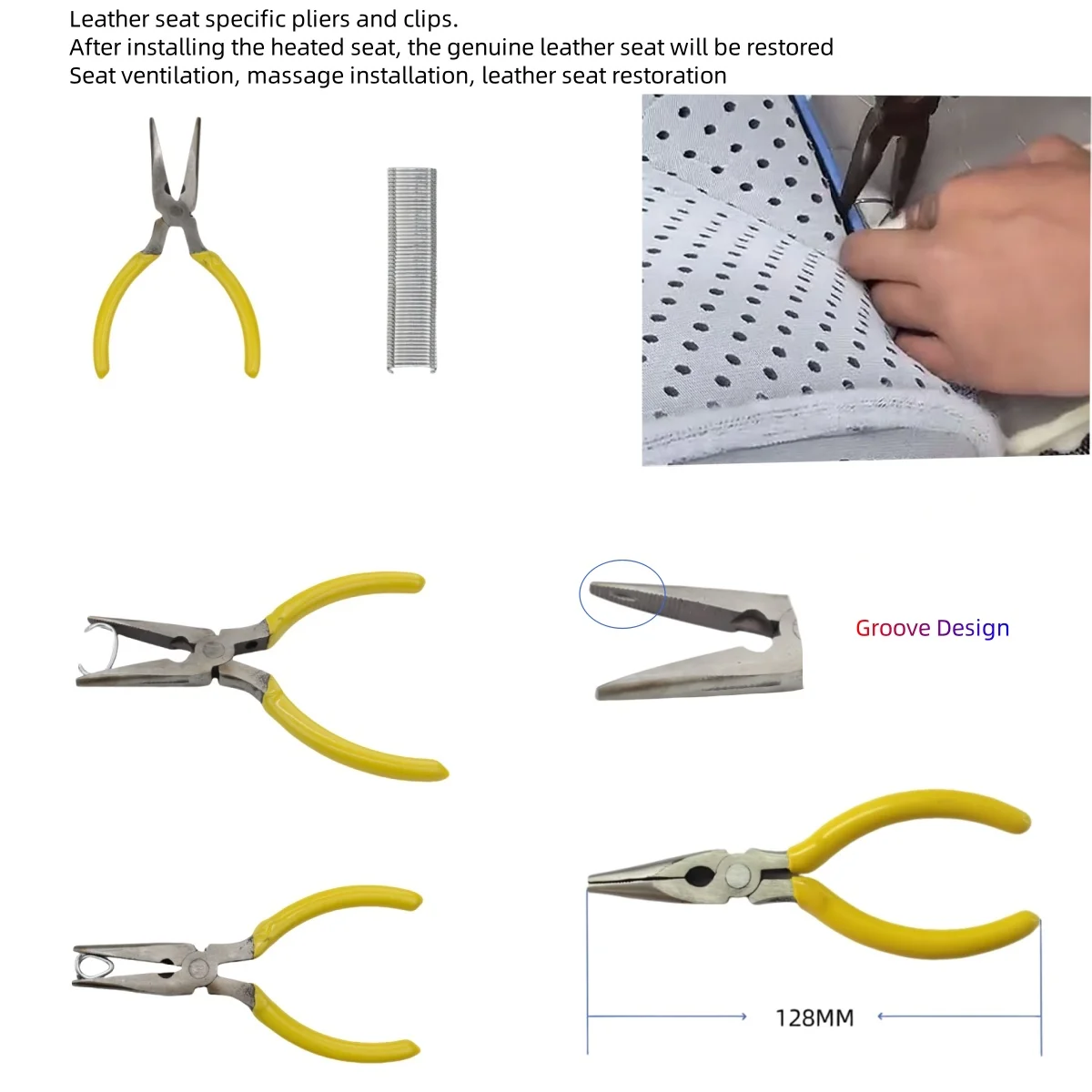 Automobiles Interior Seat Covers  Accessories Upholstery Installation Kit Pliers Hog Ring Pliers C Ring Plier with 20 nail gift
