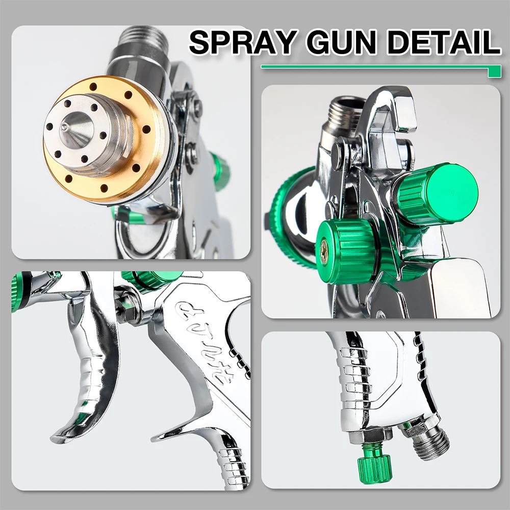 Professional HVLP Spray Gun 1.4/1.7/2.0/2.5mm Steel Nozzle Gravity Spray Gun DIY Spray Paint Kit Home Car Paint Spray Gun Tools