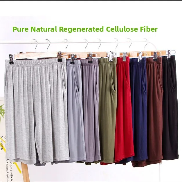 

Men's Summer Thin Bamboo Fiber Sleepwear Shorts Casual Sporty Home Pants Comfortable Lightweight Polyester Fabric