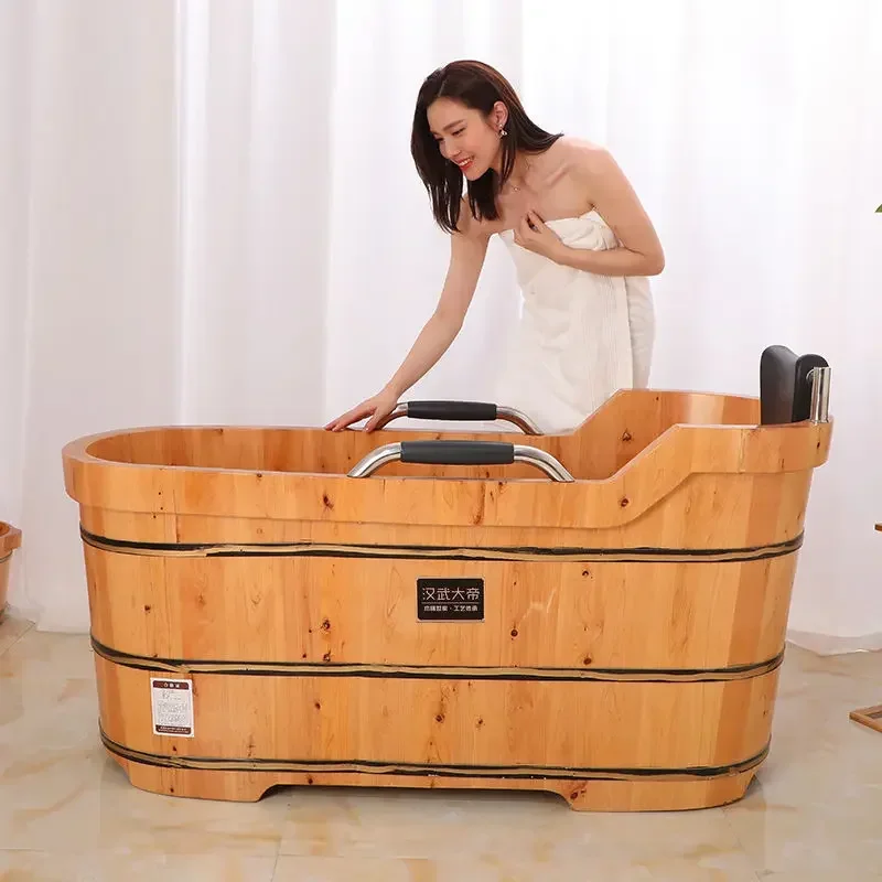 

Adult bath bucket beauty salon full body solid wood fumigation thickened bathtub