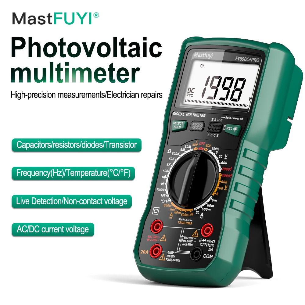 MASTFUYI Digital Multimeter 6000 Count 2000V 20A Ultra Large Range with True RMS Accurate Measurement Temperature Measurement