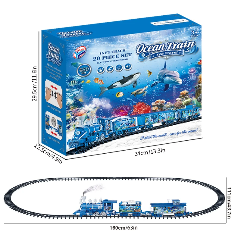 Simulated ocean steam train, classic retro steam train shape, double upgrade, parent-child interaction, warm companionship