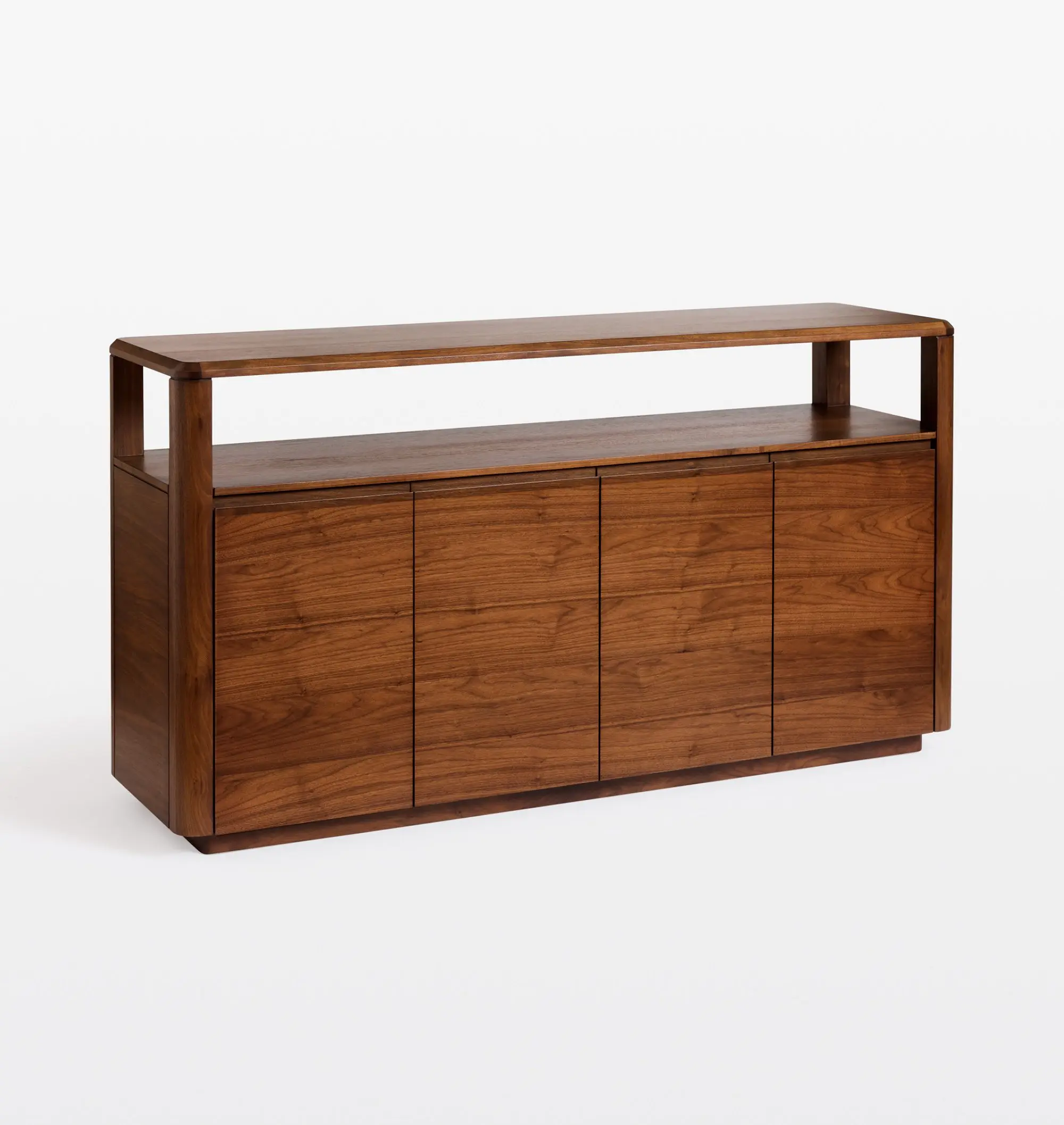 ^Modern Minimalist Solid Wood Sideboard Console Table, 4-Door Entryway Side Table with Open Shelf for Living Room
