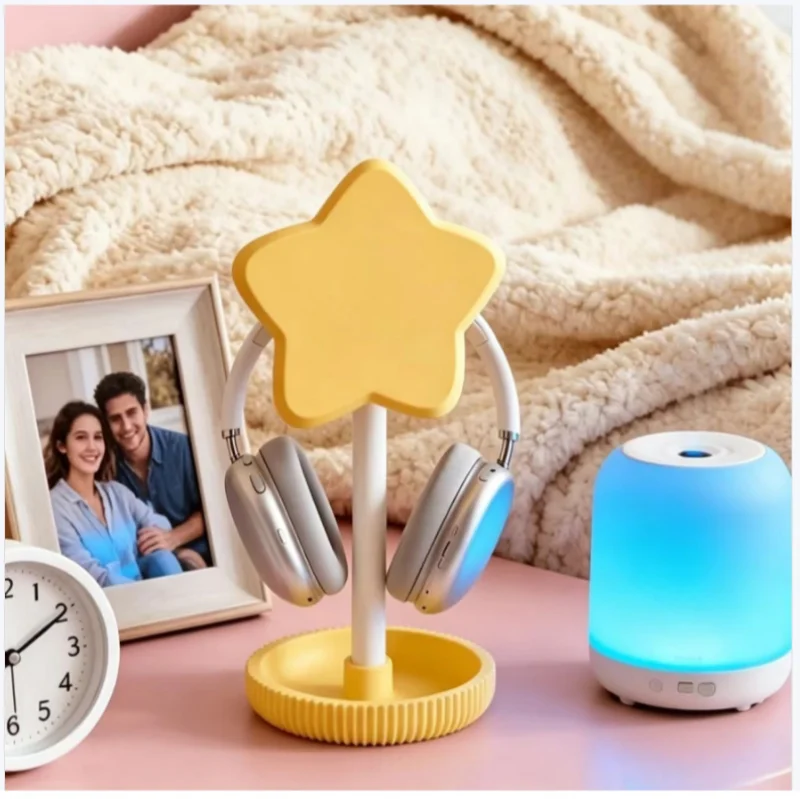 3D Printed Headphone Stand Star Shape Headset Holder with Cable Holder Headrest with Solid Base for All Headphones Size