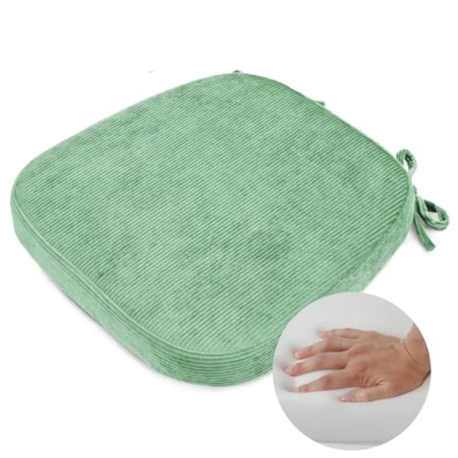 

2.5 Thick Chair Cushions for Dining Chair Corduroy High Density Foam Kitchen Chair Pads U Shaped Indoor Seat Cushions with Ties