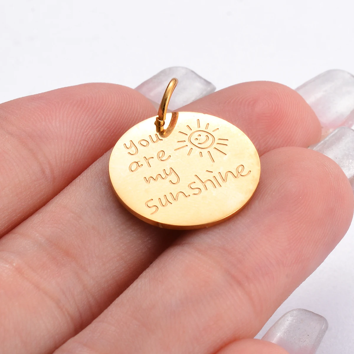 3Pcs Stainless Steel You are My Sunshine Pendant Gold Color DIY Handmade Necklace Bracelet Making Jewelry Supplies