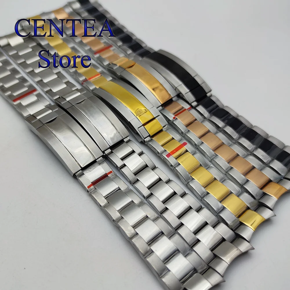 RICHUS 20mm Watch Strap Silver Rose Gold Black Watch Band Folding Buckle 904L Stainless Steel fit 36mm 39mm 40mm Watch Case