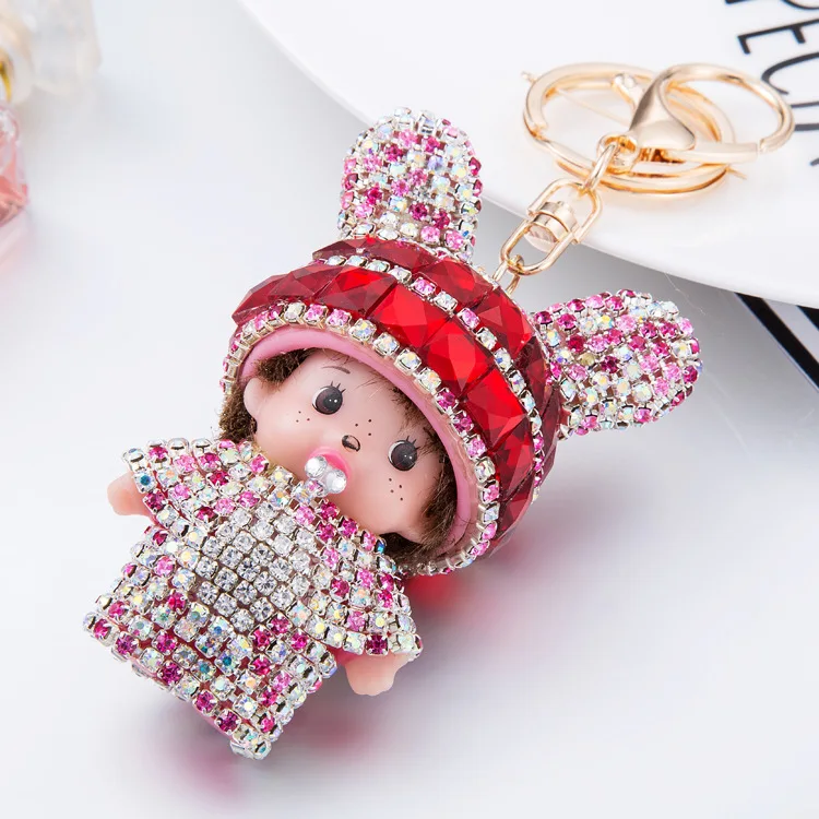 

for Monchhichi Keychain Cartoon Monchi Keyring DIY Schoolbags Hanging Pendent Accessories Small Gifts Desk Ornament