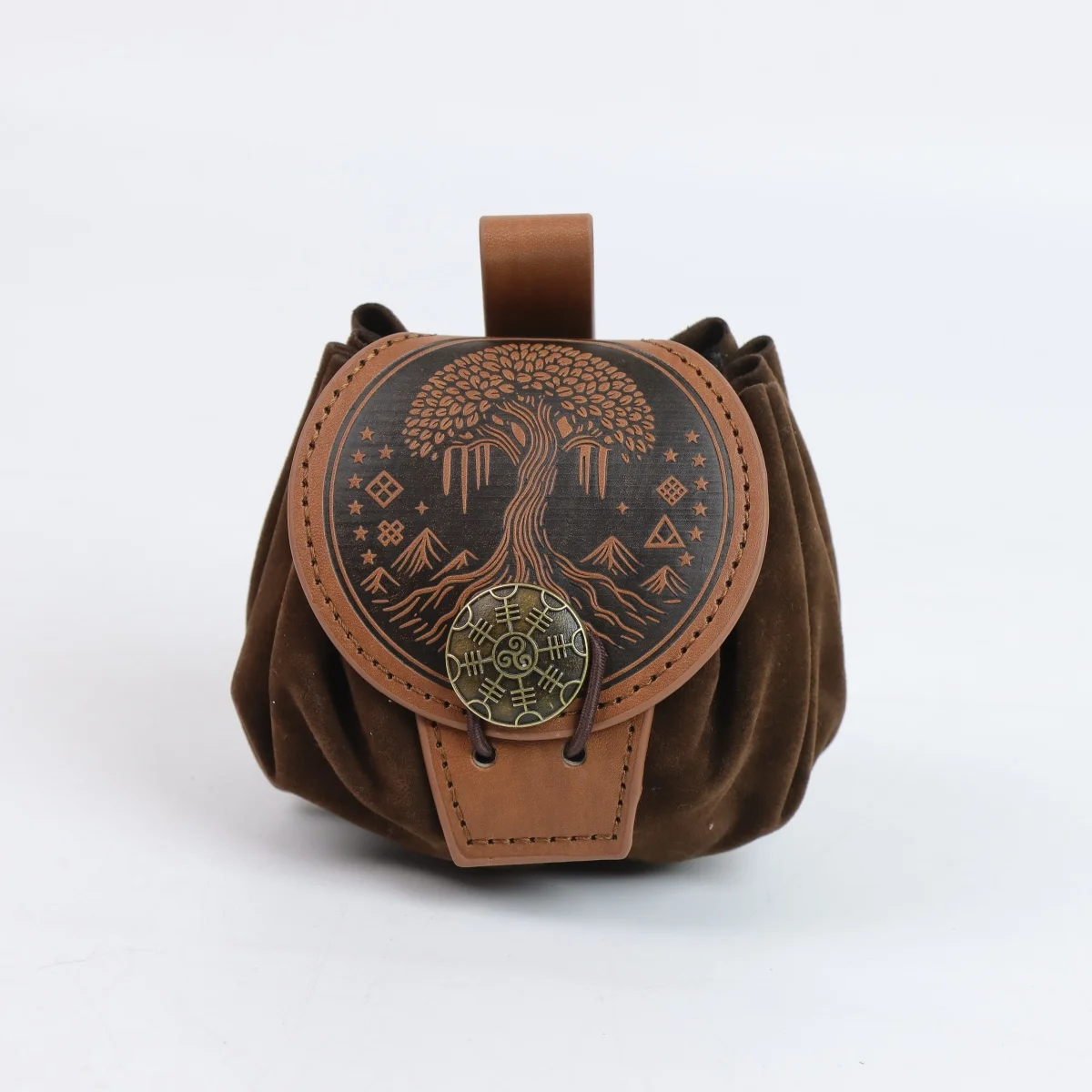 Steampunk Medieval Punk Style Fanny Packs for Men Pu Leather Coin Purse Hangable Belt Waist Bag