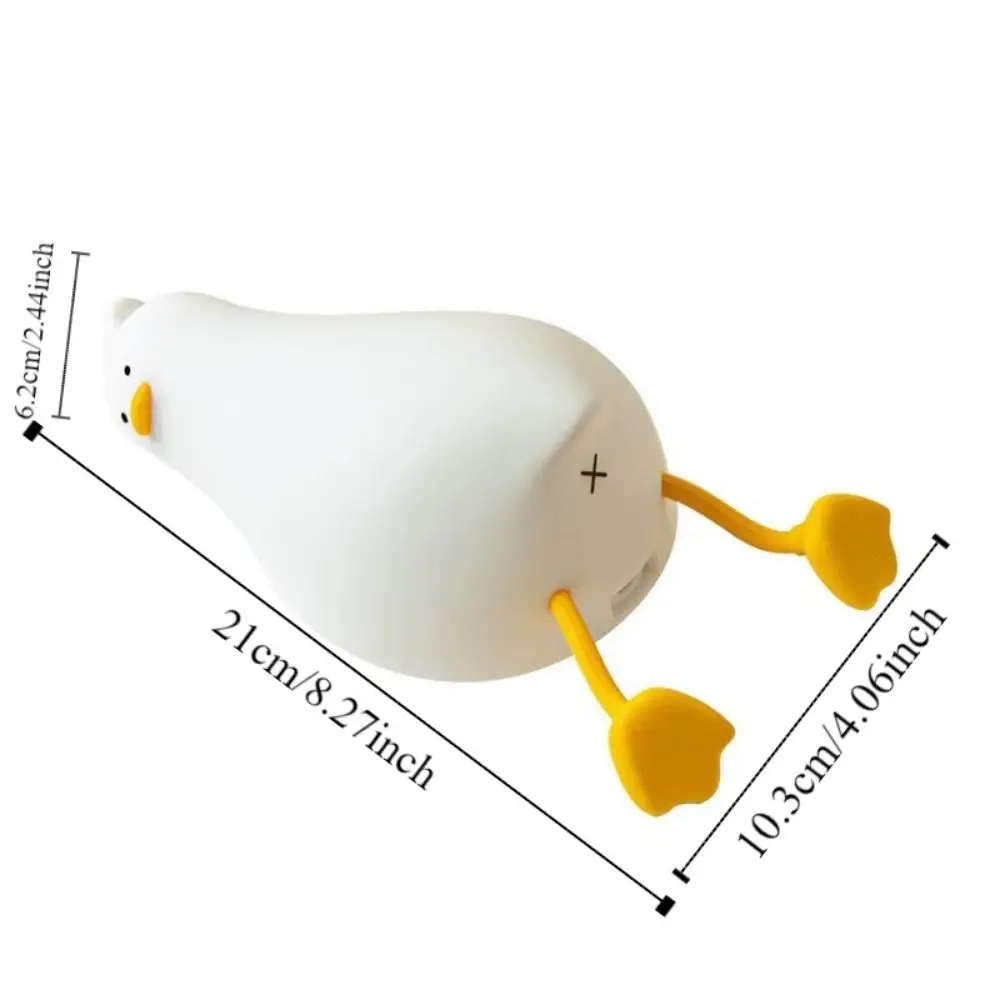 Rechargeable Lying Flat Duck Night Light Tap Control 3 Level Dimmable Sleep Atmosphere Light Silicone Soft Light