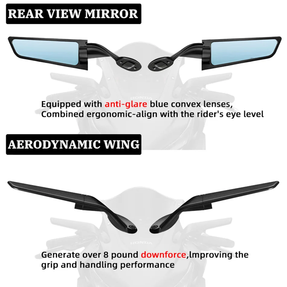 

Stealth Winglets Rearview Mirrors for HONDA CBR650R (2019-2025) - Rotatable & Adjustable Motorcycle Side Mirror Accessories