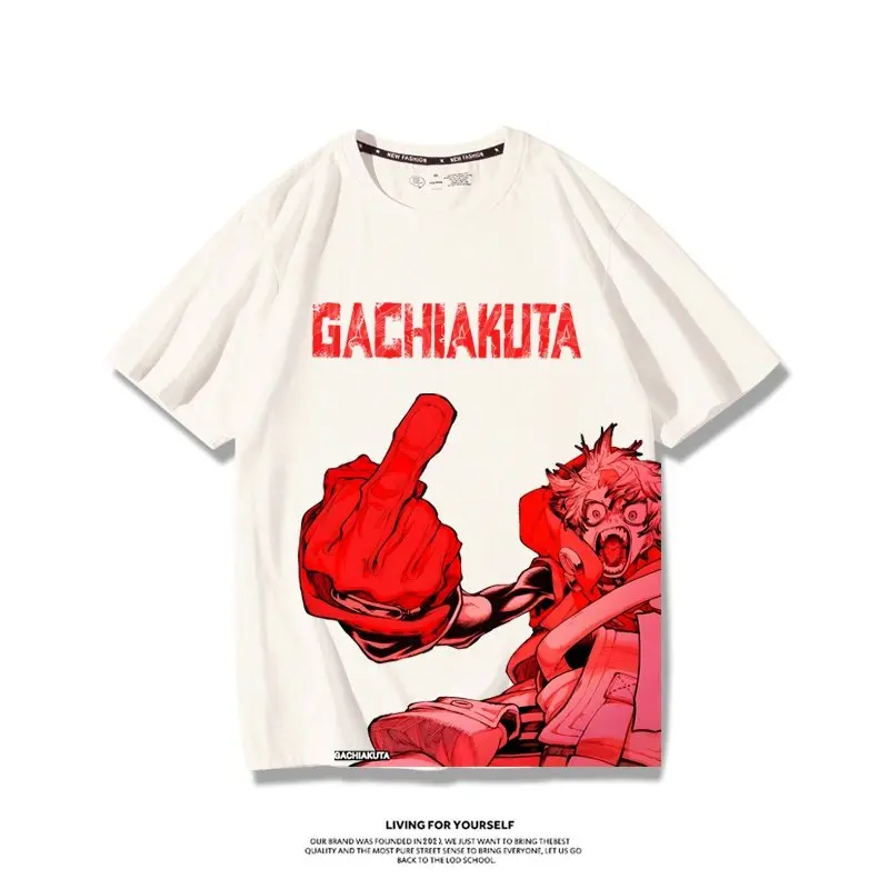GACHIAKUTA Anime Rudo Same Style Short Sleeved Men Women Oversized Cotton T-Shirt Streetwear Hip Hop Female Male Clothing Tees