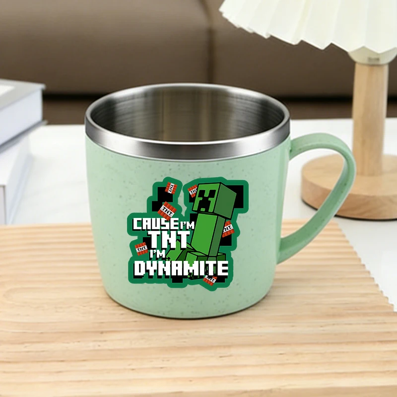 Minecrafted Stainless Steel Water Cups Game Coffee Milk Mugs Cartoon Home Toothbrush Drinking Cup Boys Girls Birthday Gift New