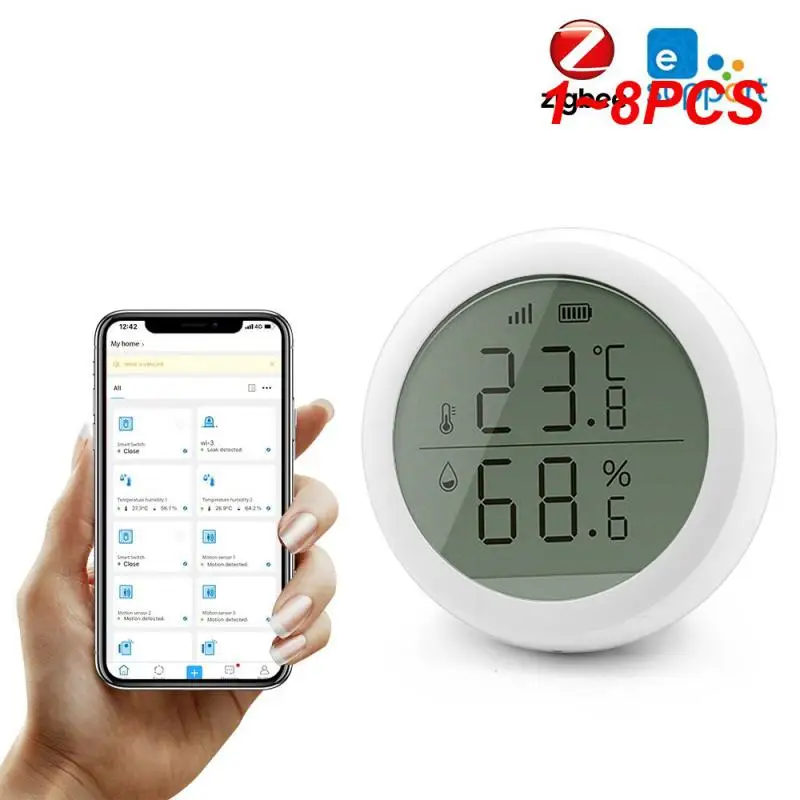 

1~8PCS Smart Home Temperature And Humidity Sensor With LCD Screen Works With Assistant and Tuya