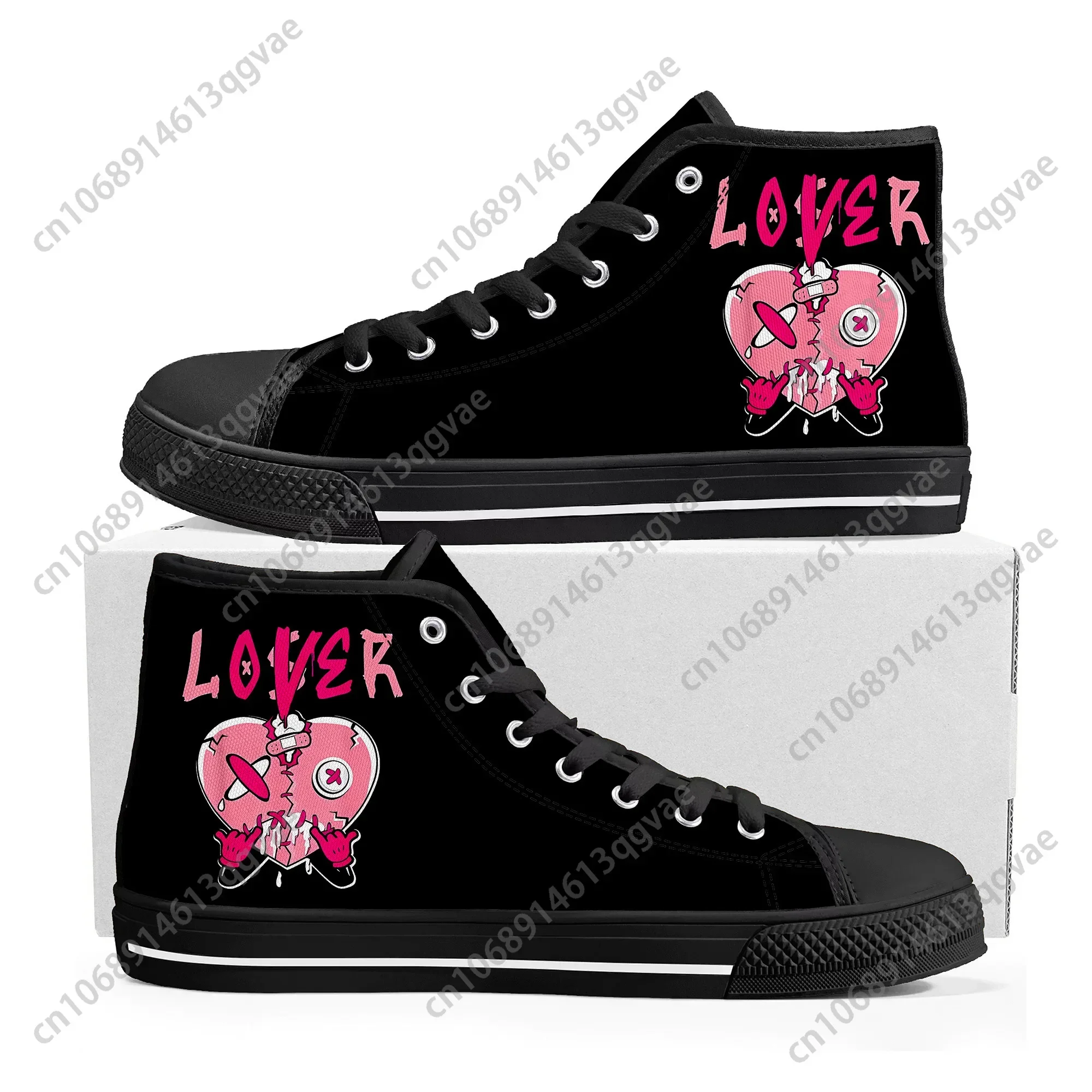 Pink Loser Lover Pink Drip Heart High Top High Quality Sneakers Mens Womens Teenager Canvas Sneaker Custom Made Couple Shoes