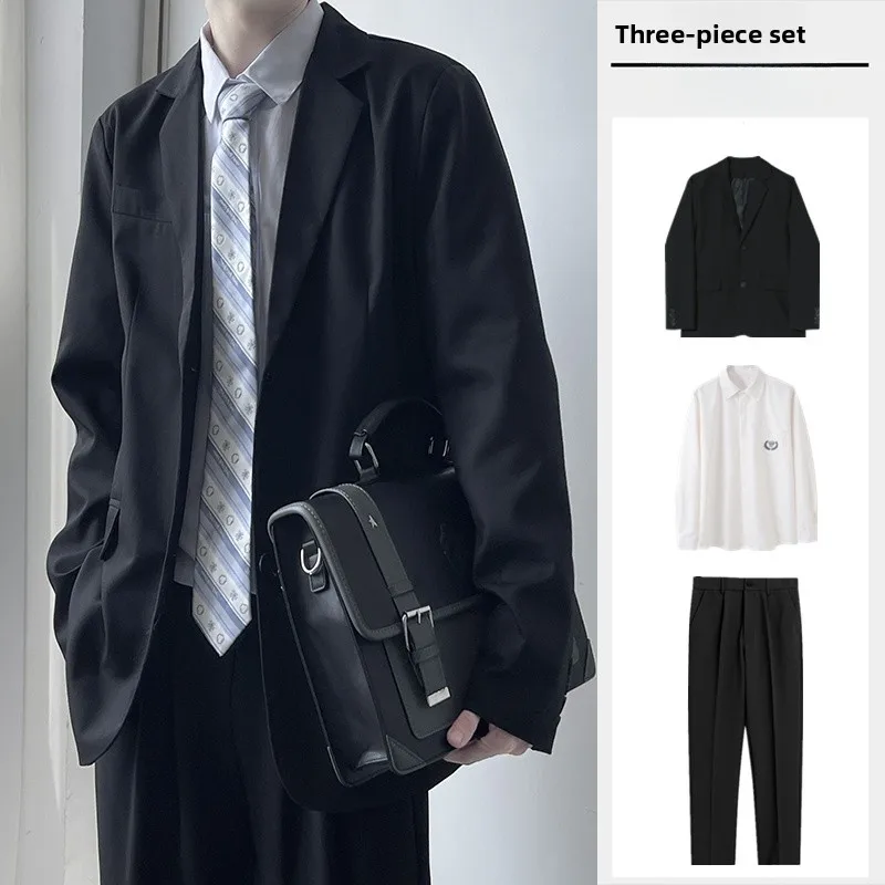 

Casual Loose Men's Suiting Set Stylish School Student Uniform DK Outerwear Jacket Children's Casual Wear Four Seasons Suitable
