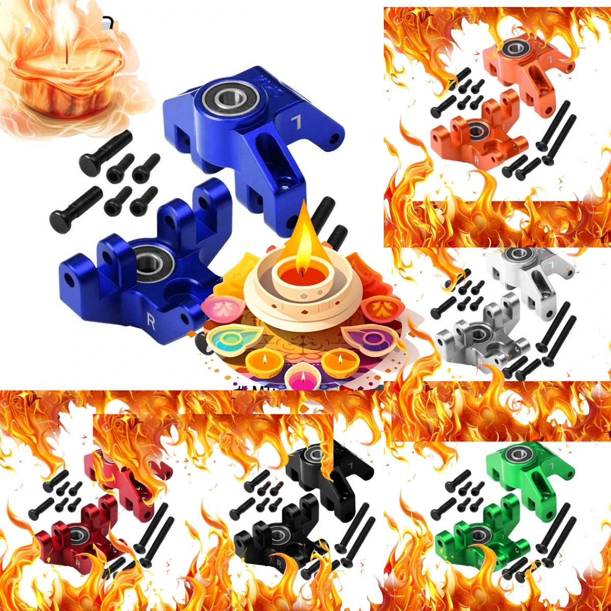 

Комплект передних шпинделей из сплава GPM 7075 для монстр-трака LOSI 1/8 LMT с цельной осью