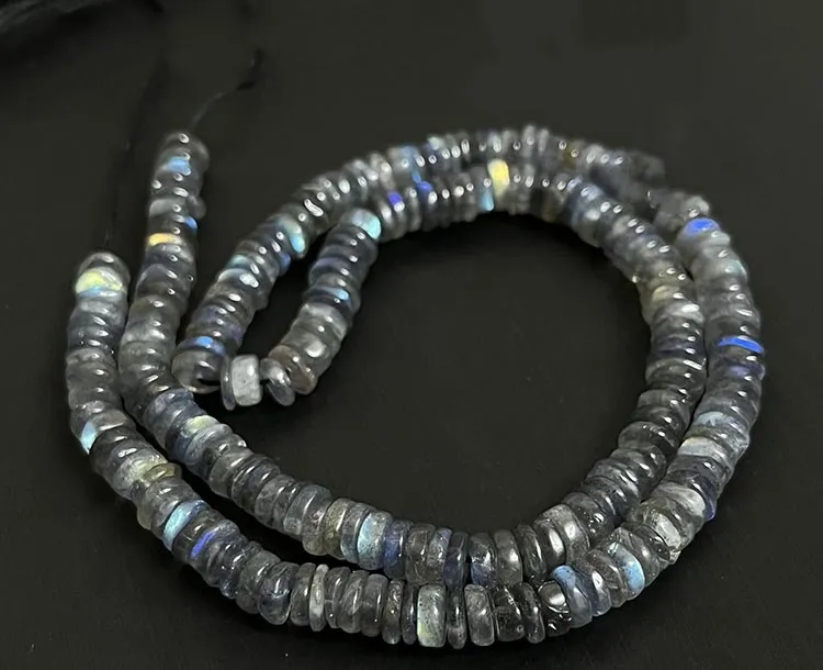 Labradorite black roundelle 5-6mm 38cm for DIY jewelry making  loose beads  FPPJ wholesale nature