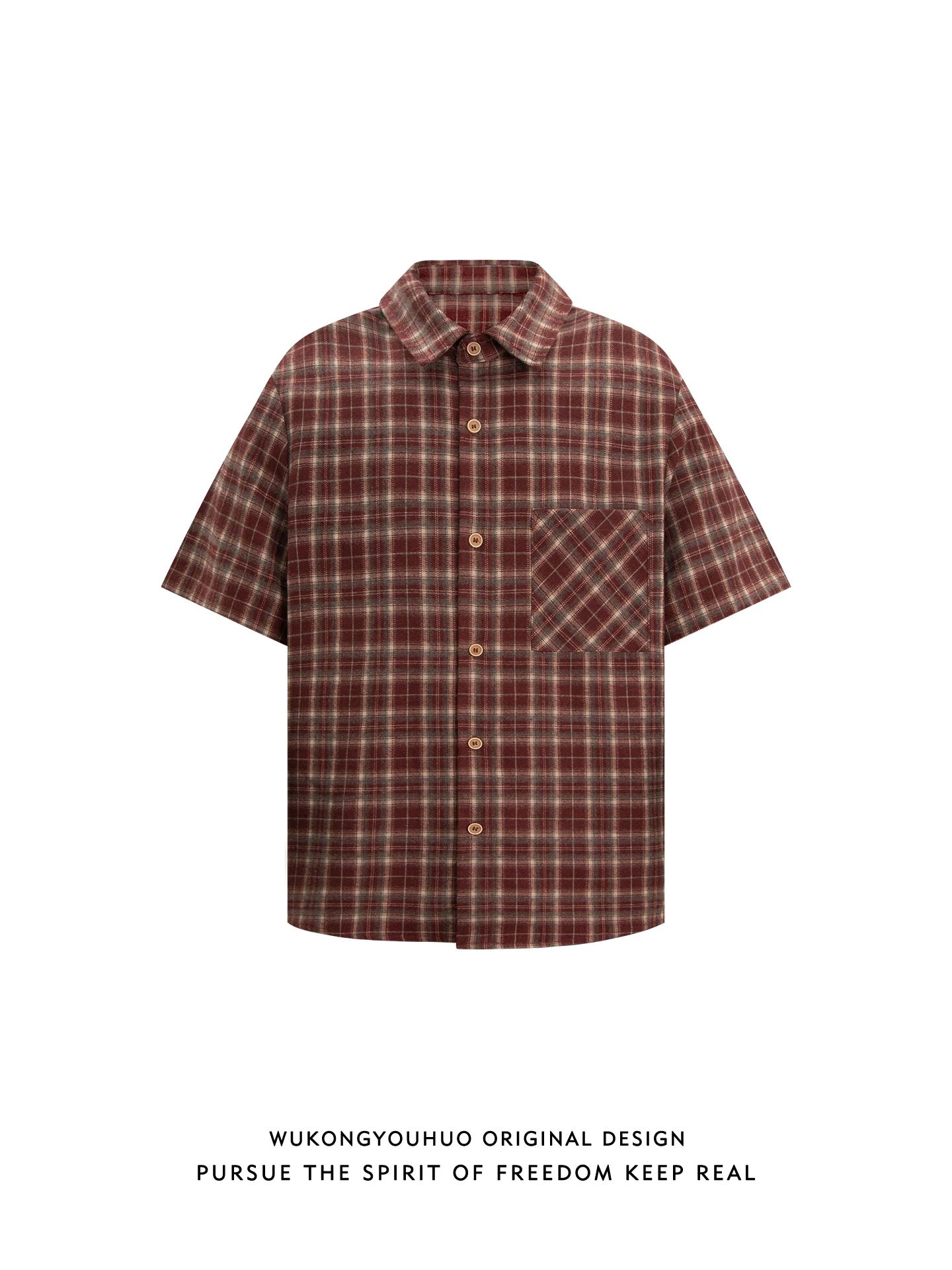 

Summer American Red Plaid ort Sve Loose Couple irt Men's Women's Retro Trendy Brand Casual Sle f Sve Blouse