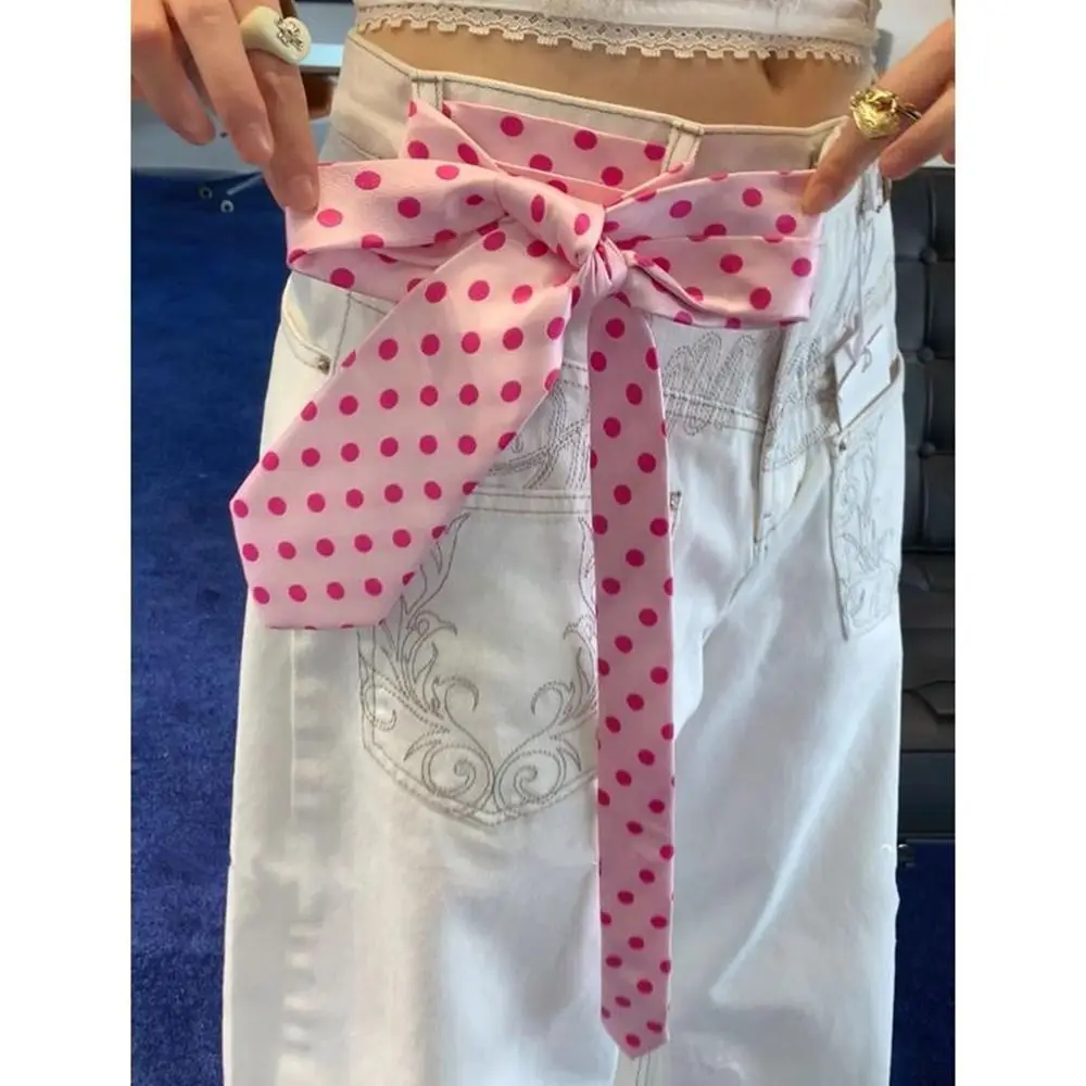 

New Pastoral Style Polka Dot Ribbon Belt Polyester Vintage Style Ribbon Long Scarf Multifunctional Usage Waistband