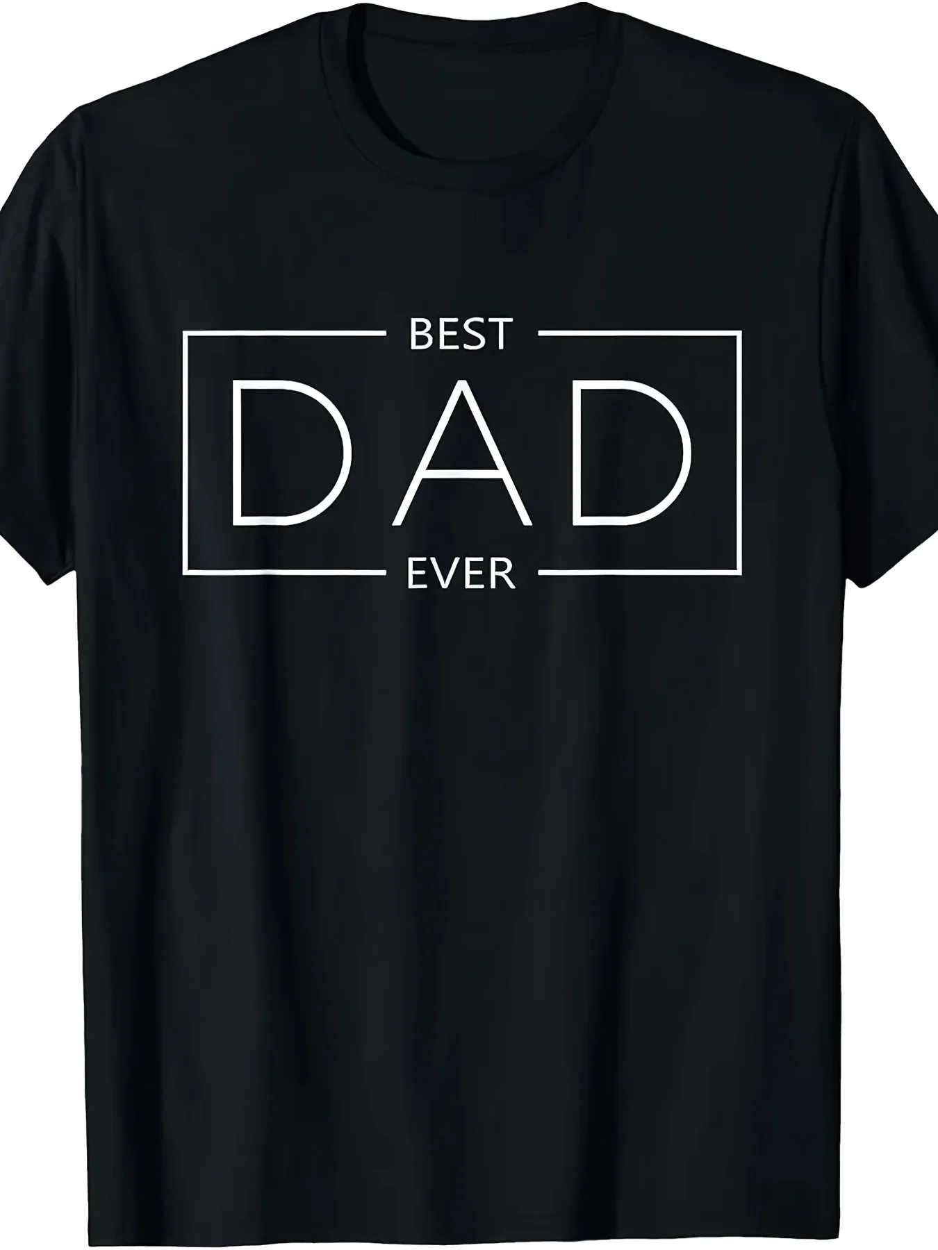 Best Dad Ever Men's Printed T-Shirt, Vintage Simple Father's Day Gift T-Shirt, Black, Breathable, Sweat-Wicking, Soft, Suitable for Daily Commuting, Home Leisure, and Everyday Wear