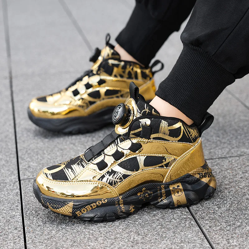 Autumn Fashion Golden Children's Running Sneakers Size 28-39 Comfort Platform Sneakers Child Outdoor Sports Shoes Kids Trainers
