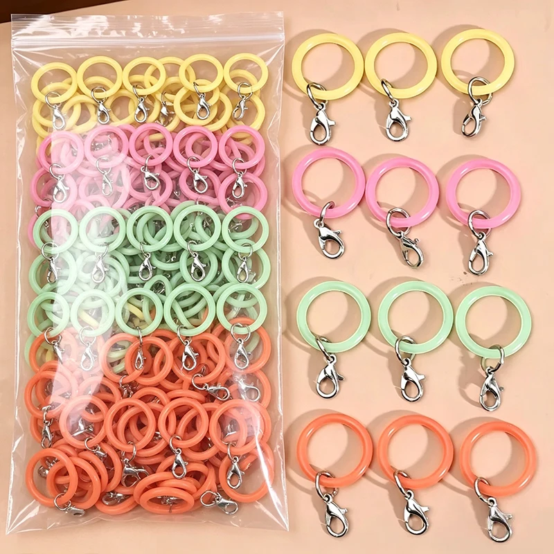 Colourful O‑shaped Silicone Rings Keychain Flexible Rubber Loop Fittings Keyrings for DIY Pendant Bag Charms Key Chain Accessory