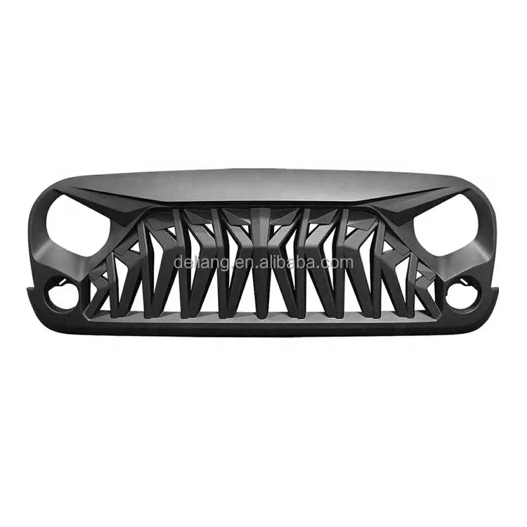 

Modified Front Shark Grille for 2007-2018 Jeep Wrangler JK/JKU Rubicon Sahara Sport, ABS (Matte Black)