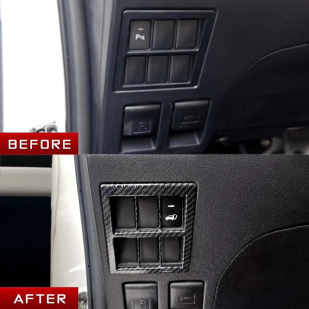 

1pc ABS Carbon Fiber Color Headlight Switch Button Frame Cover Trim for Toyota Fortuner 2016-2022 Hilux Revo Conquest 2015-2021