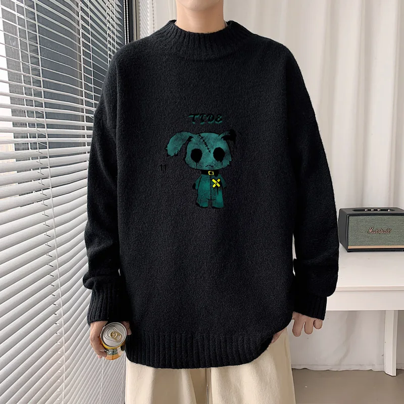 2022 Autumn and Winter New Men\'s Round Neck Sweater Thickened Warm Knitted Sweater Pullover Sweater