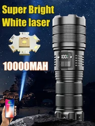 1000W White Laser Ultra Bright Flashlight 1000W LED Zoomable Spotlight Long Range Emergency Torch USB C Rechargeable Detachable