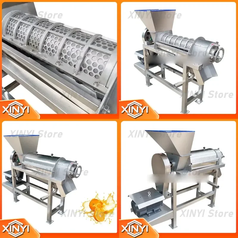 Industrial Large Spiral Juicer Vertical Fruit Vegetable Press for Apple Orange 500-1000KG/H Commercial Juice Extractor