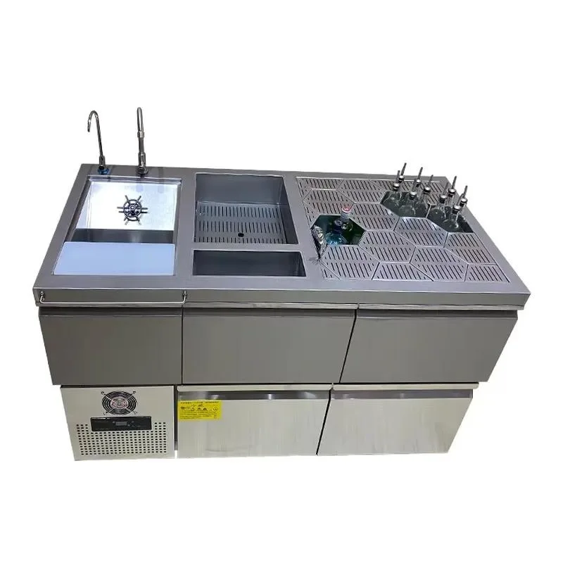 for 5Ft Full Function Bar Station Stainless Steel Bartender Work Desk Sink Freezer High Quality Bar