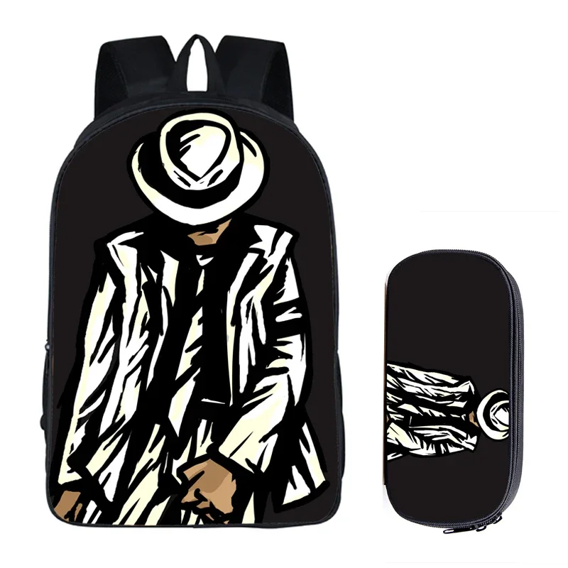 Plecaki studenckie DIY Michael Jackson Drukowanie Dzieci Torby szkolne dla chłopców Mężczyźni Torba na książki 2PC Zestaw z piórnikiem Torba Harajuku
