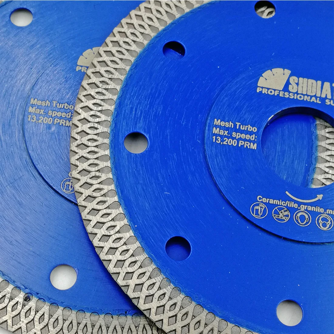 SHDIATOOL 5pcs 4-1/2 Inch Diamond Cutting Disc Set X Mesh Turbo Saw Blade Tile Cutter Marble Porcelain Plate Masonry Stone 115mm